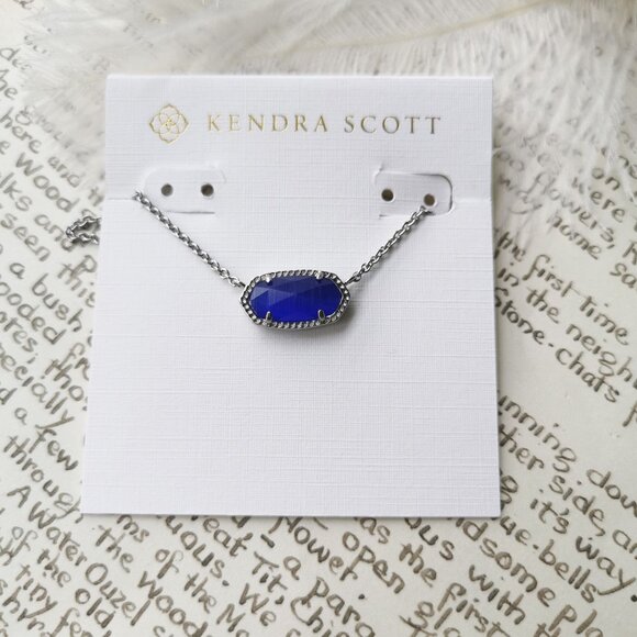 Kendra Scott Elisa Cobalt Cat's Eye Silver Necklace - Picture 1 of 4
